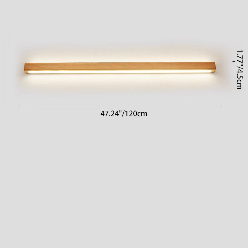 Solid Wood LED Wall Light Linear Strip Wall Lamp Japanese Minimalist Mirror Light for Bathroom Vanity | Bedside and Hallway