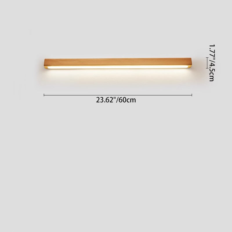 Solid Wood LED Wall Light Linear Strip Wall Lamp Japanese Minimalist Mirror Light for Bathroom Vanity | Bedside and Hallway