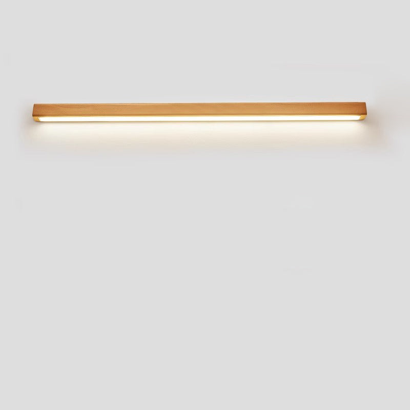 Solid Wood LED Wall Light Linear Strip Wall Lamp Japanese Minimalist Mirror Light for Bathroom Vanity | Bedside and Hallway