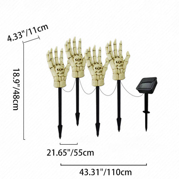 Solar Skeleton Hand Stake Light Halloween Garden Light LED Outdoor Skull Hand Ground Light Waterproof Pathway Decoration for Yard and Lawn