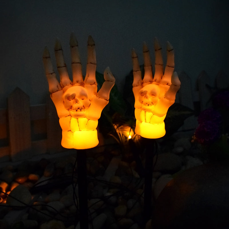 Solar Skeleton Hand Stake Light Halloween Garden Light LED Outdoor Skull Hand Ground Light Waterproof Pathway Decoration for Yard and Lawn