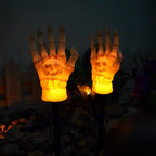Solar Skeleton Hand Stake Light Halloween Garden Light LED Outdoor Skull Hand Ground Light Waterproof Pathway Decoration for Yard and Lawn
