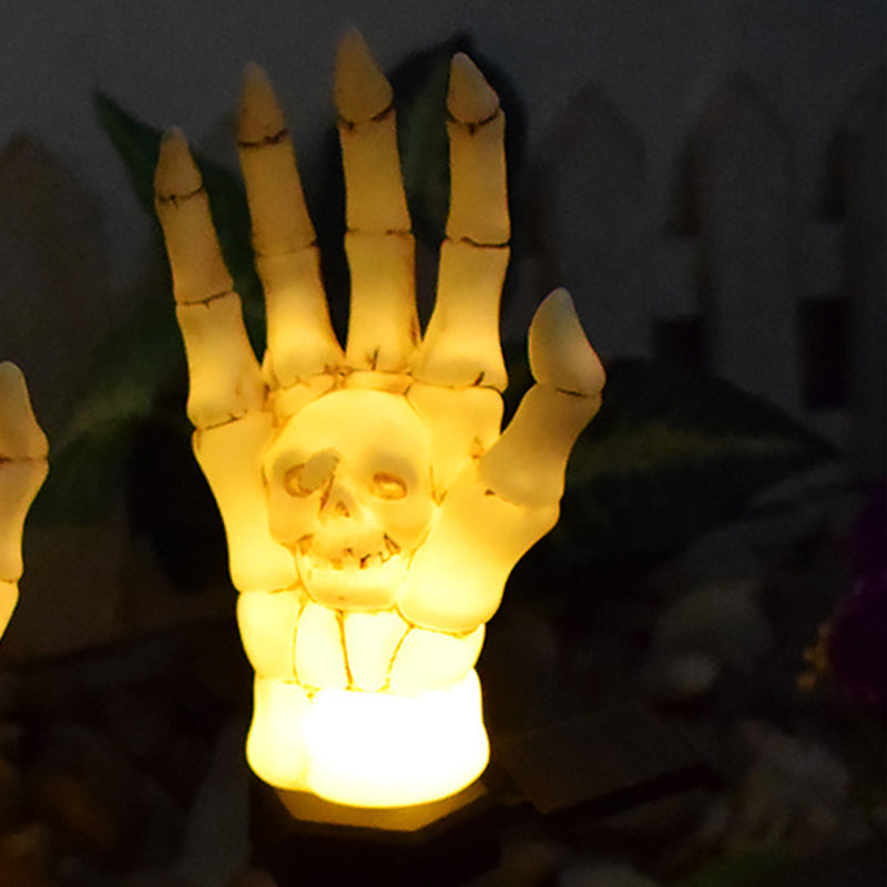Solar Skeleton Hand Stake Light Halloween Garden Light LED Outdoor Skull Hand Ground Light Waterproof Pathway Decoration for Yard and Lawn