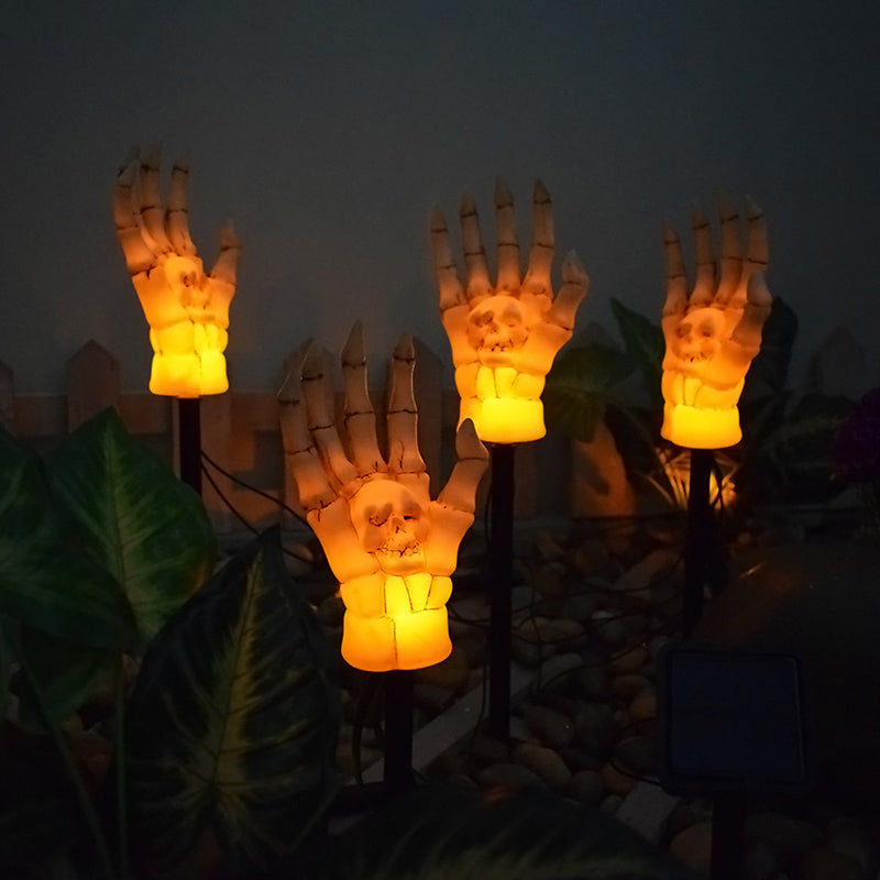 Solar Skeleton Hand Stake Light Halloween Garden Light LED Outdoor Skull Hand Ground Light Waterproof Pathway Decoration for Yard and Lawn