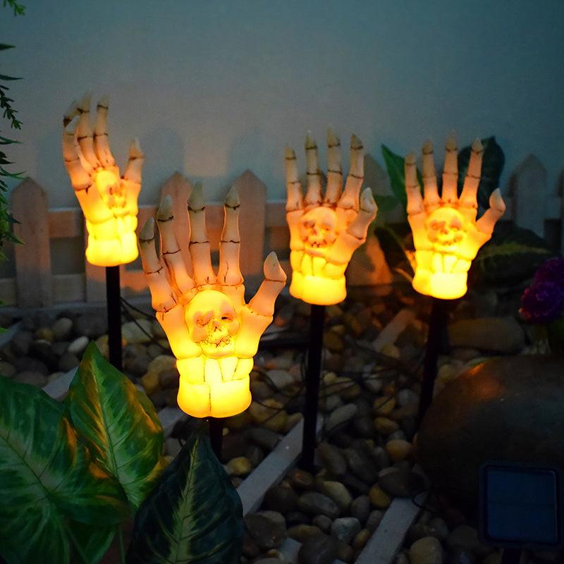 Solar Skeleton Hand Stake Light Halloween Garden Light LED Outdoor Skull Hand Ground Light Waterproof Pathway Decoration for Yard and Lawn