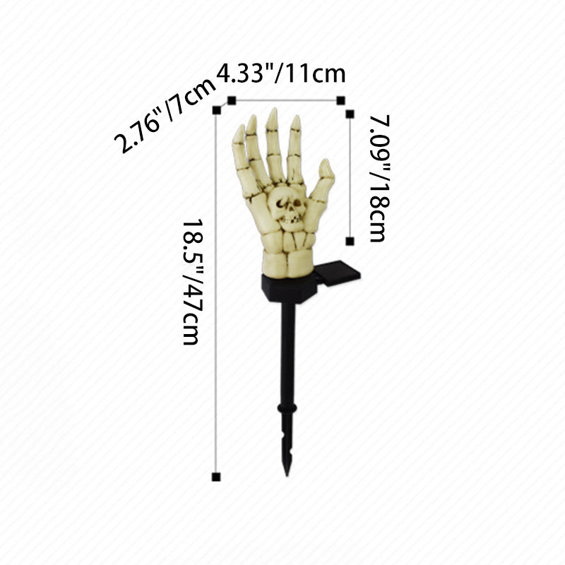 Solar Skeleton Hand Stake Light Halloween Garden Light LED Outdoor Skull Hand Ground Light Waterproof Pathway Decoration for Yard and Lawn