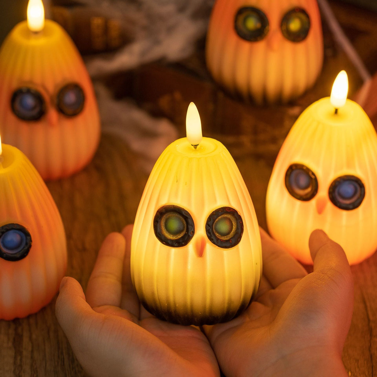 Halloween Owl Night Light LED Candle Lamp Battery Operated Decorative Owl Light for Kids Bedroom | Living Room and Party Decoration