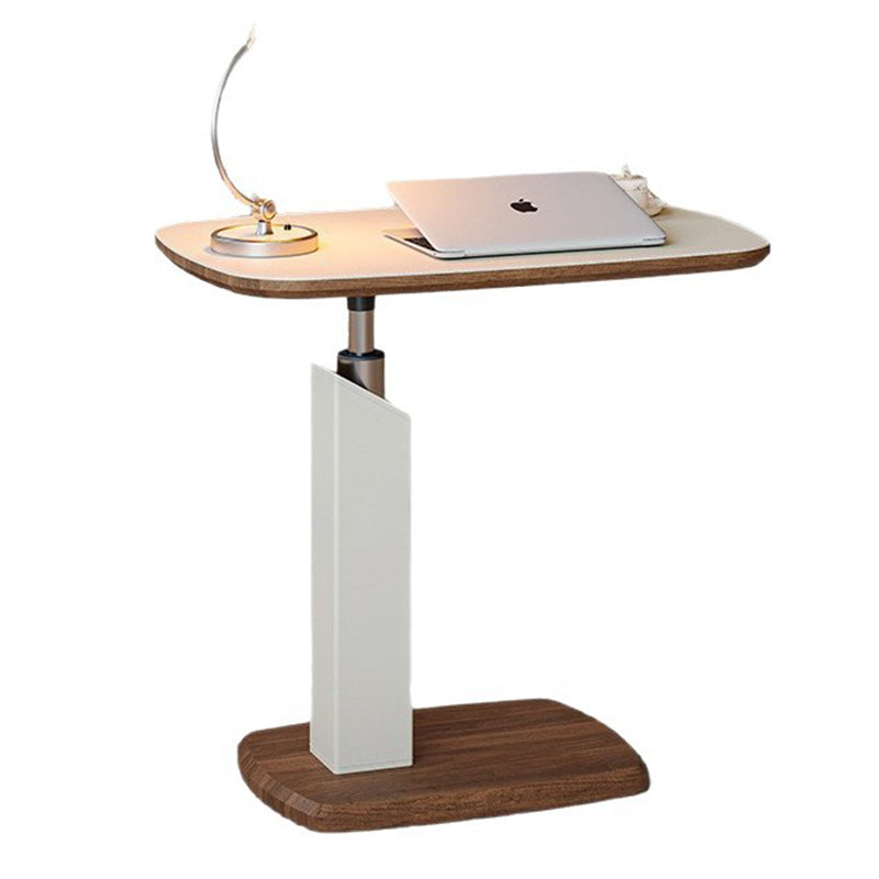 Height Adjustable Side Table Swivel Top Faux Leather Finish Sofa Side Table Bedside Laptop Table on Wheels for Living Room and Bedroom