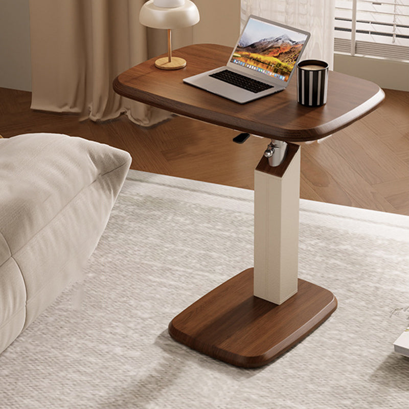 Height Adjustable Side Table Swivel Top Faux Leather Finish Sofa Side Table Bedside Laptop Table on Wheels for Living Room and Bedroom