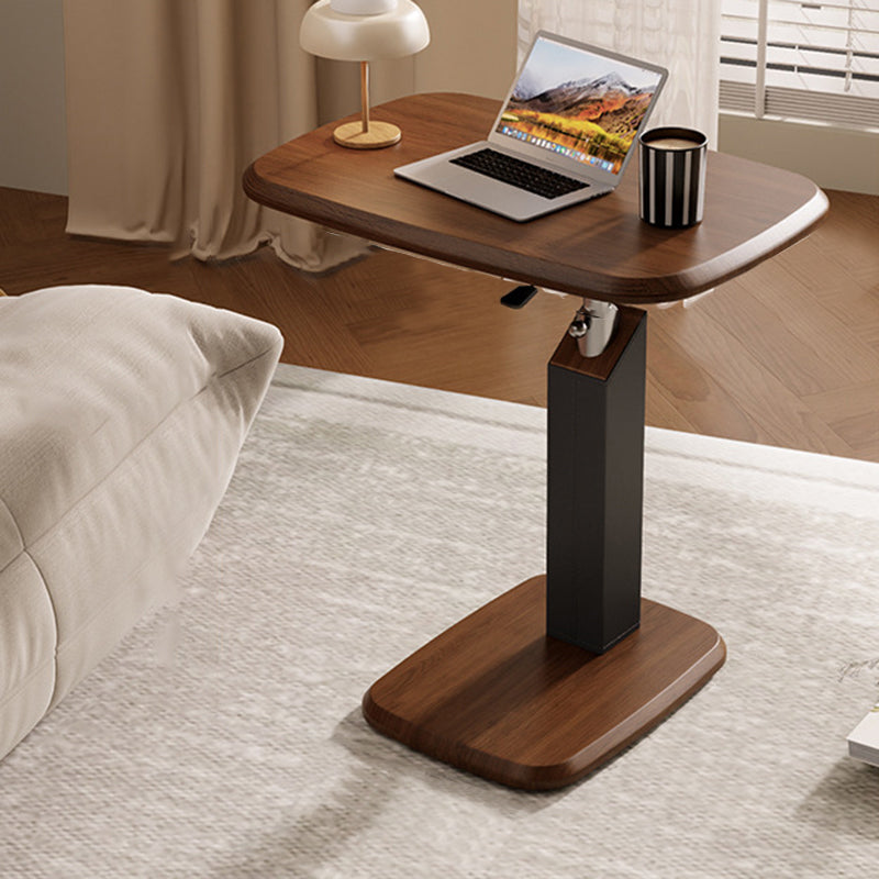 Height Adjustable Side Table Swivel Top Faux Leather Finish Sofa Side Table Bedside Laptop Table on Wheels for Living Room and Bedroom