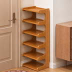 Bamboo Shoe Rack Tiered Wooden Shoe Shelf Scandinavian Narrow Shoe Storage Organiser for Hallway | Entryway and Living Room