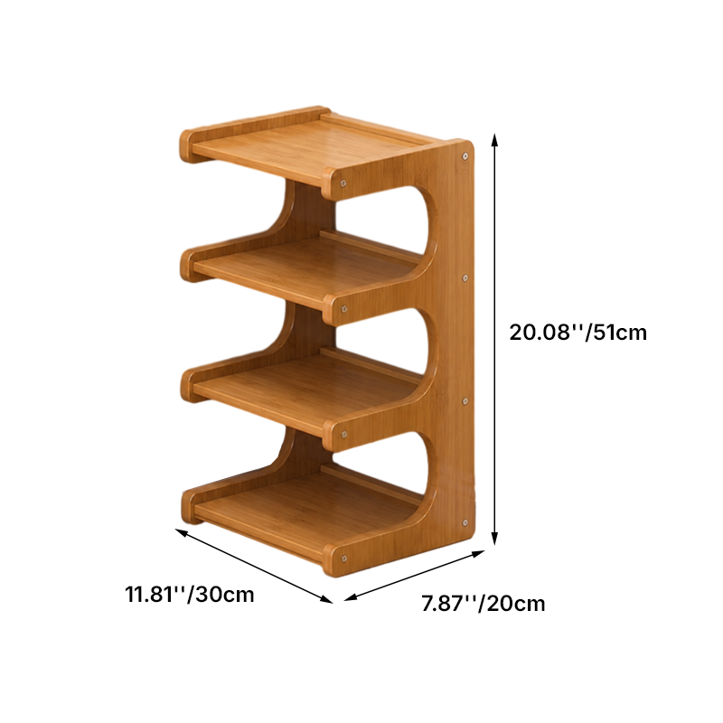 Bamboo Shoe Rack Tiered Wooden Shoe Shelf Scandinavian Narrow Shoe Storage Organiser for Hallway | Entryway and Living Room