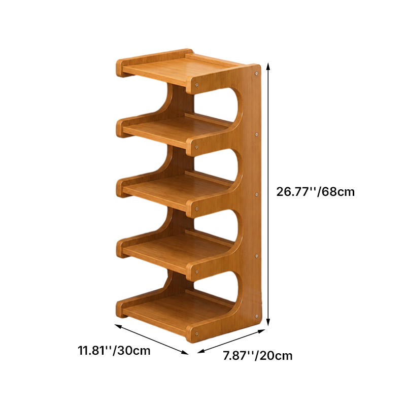 Bamboo Shoe Rack Tiered Wooden Shoe Shelf Scandinavian Narrow Shoe Storage Organiser for Hallway | Entryway and Living Room