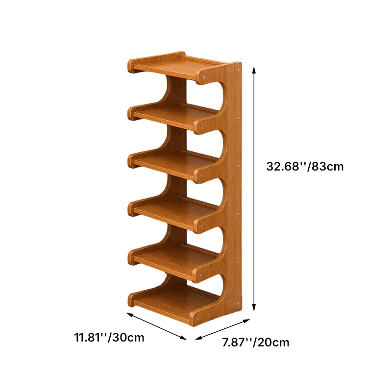 Bamboo Shoe Rack Tiered Wooden Shoe Shelf Scandinavian Narrow Shoe Storage Organiser for Hallway | Entryway and Living Room