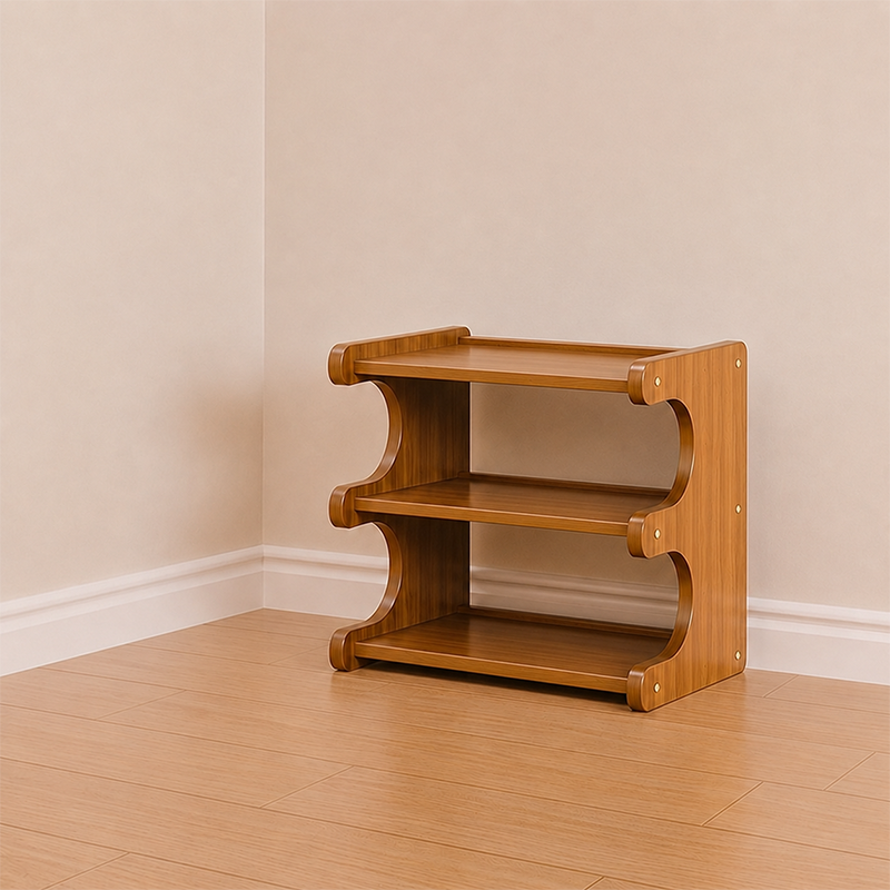 Bamboo Shoe Rack Tiered Wooden Shoe Shelf Scandinavian Narrow Shoe Storage Organiser for Hallway | Entryway and Living Room