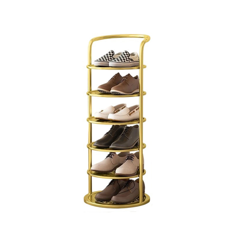 Round Shoe Rack Tall Narrow Metal Shoe Storage Tower Freestanding Carbon Steel Shoe Organiser for Hallway and Entryway