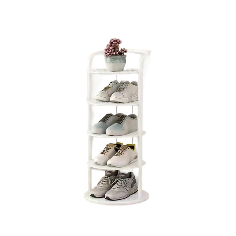 Round Shoe Rack Tall Narrow Metal Shoe Storage Tower Freestanding Carbon Steel Shoe Organiser for Hallway and Entryway