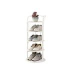 Round Shoe Rack Tall Narrow Metal Shoe Storage Tower Freestanding Carbon Steel Shoe Organiser for Hallway and Entryway