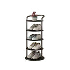 Round Shoe Rack Tall Narrow Metal Shoe Storage Tower Freestanding Carbon Steel Shoe Organiser for Hallway and Entryway