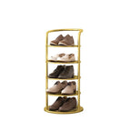 Round Shoe Rack Tall Narrow Metal Shoe Storage Tower Freestanding Carbon Steel Shoe Organiser for Hallway and Entryway