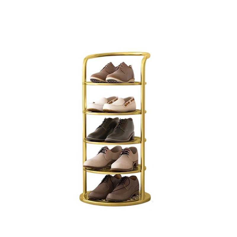 Round Shoe Rack Tall Narrow Metal Shoe Storage Tower Freestanding Carbon Steel Shoe Organiser for Hallway and Entryway