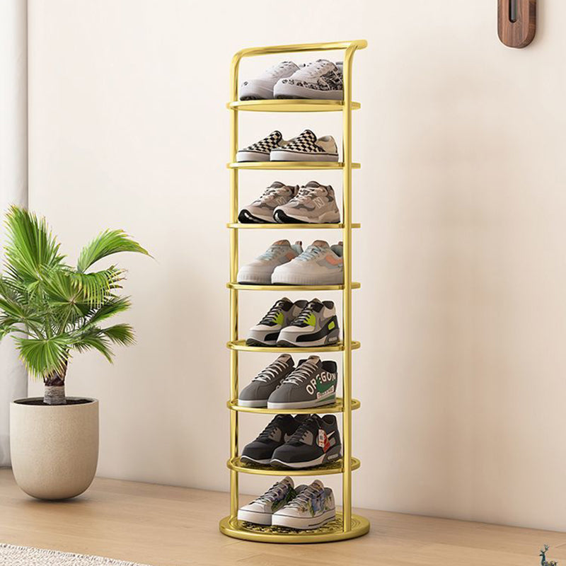 Round Shoe Rack Tall Narrow Metal Shoe Storage Tower Freestanding Carbon Steel Shoe Organiser for Hallway and Entryway