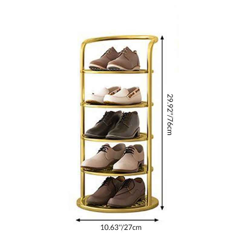 Round Shoe Rack Tall Narrow Metal Shoe Storage Tower Freestanding Carbon Steel Shoe Organiser for Hallway and Entryway