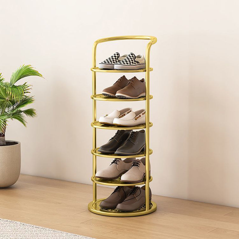 Round Shoe Rack Tall Narrow Metal Shoe Storage Tower Freestanding Carbon Steel Shoe Organiser for Hallway and Entryway