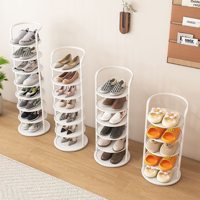 Round Shoe Rack Tall Narrow Metal Shoe Storage Tower Freestanding Carbon Steel Shoe Organiser for Hallway and Entryway