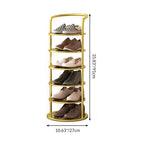 Round Shoe Rack Tall Narrow Metal Shoe Storage Tower Freestanding Carbon Steel Shoe Organiser for Hallway and Entryway