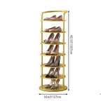 Round Shoe Rack Tall Narrow Metal Shoe Storage Tower Freestanding Carbon Steel Shoe Organiser for Hallway and Entryway