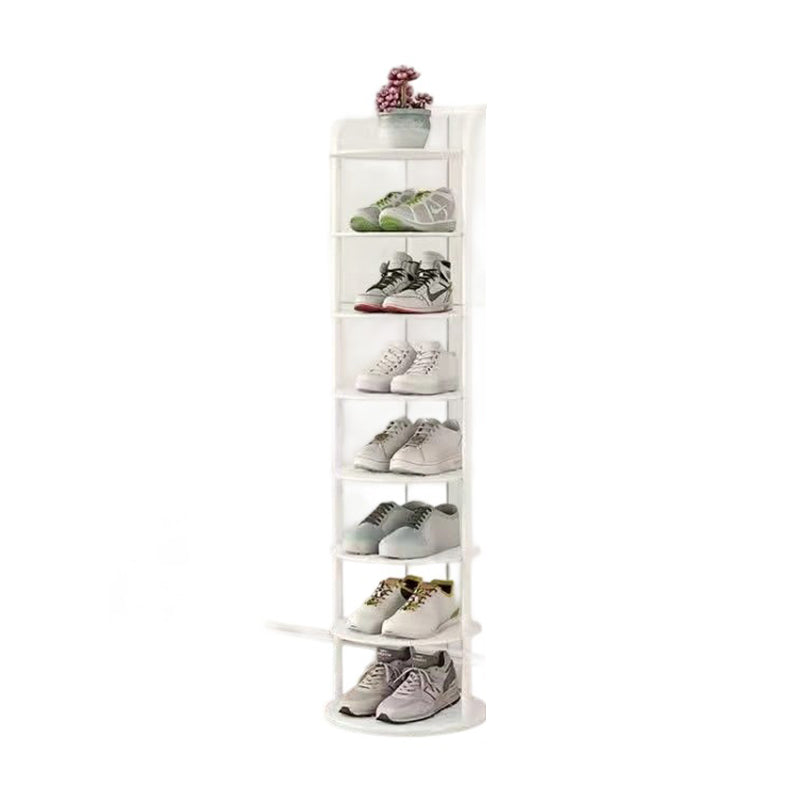 Round Shoe Rack Tall Narrow Metal Shoe Storage Tower Freestanding Carbon Steel Shoe Organiser for Hallway and Entryway