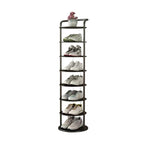 Round Shoe Rack Tall Narrow Metal Shoe Storage Tower Freestanding Carbon Steel Shoe Organiser for Hallway and Entryway