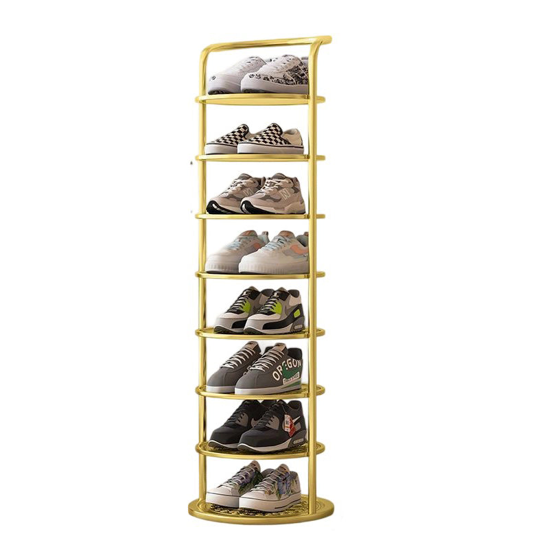 Round Shoe Rack Tall Narrow Metal Shoe Storage Tower Freestanding Carbon Steel Shoe Organiser for Hallway and Entryway