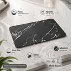 Diatomite Stone Bath Mat Quick Dry Non Slip Marble Effect Bathroom Floor Mat with Rubber Backing Absorbent Shower Mat for Bathroom | Kitchen