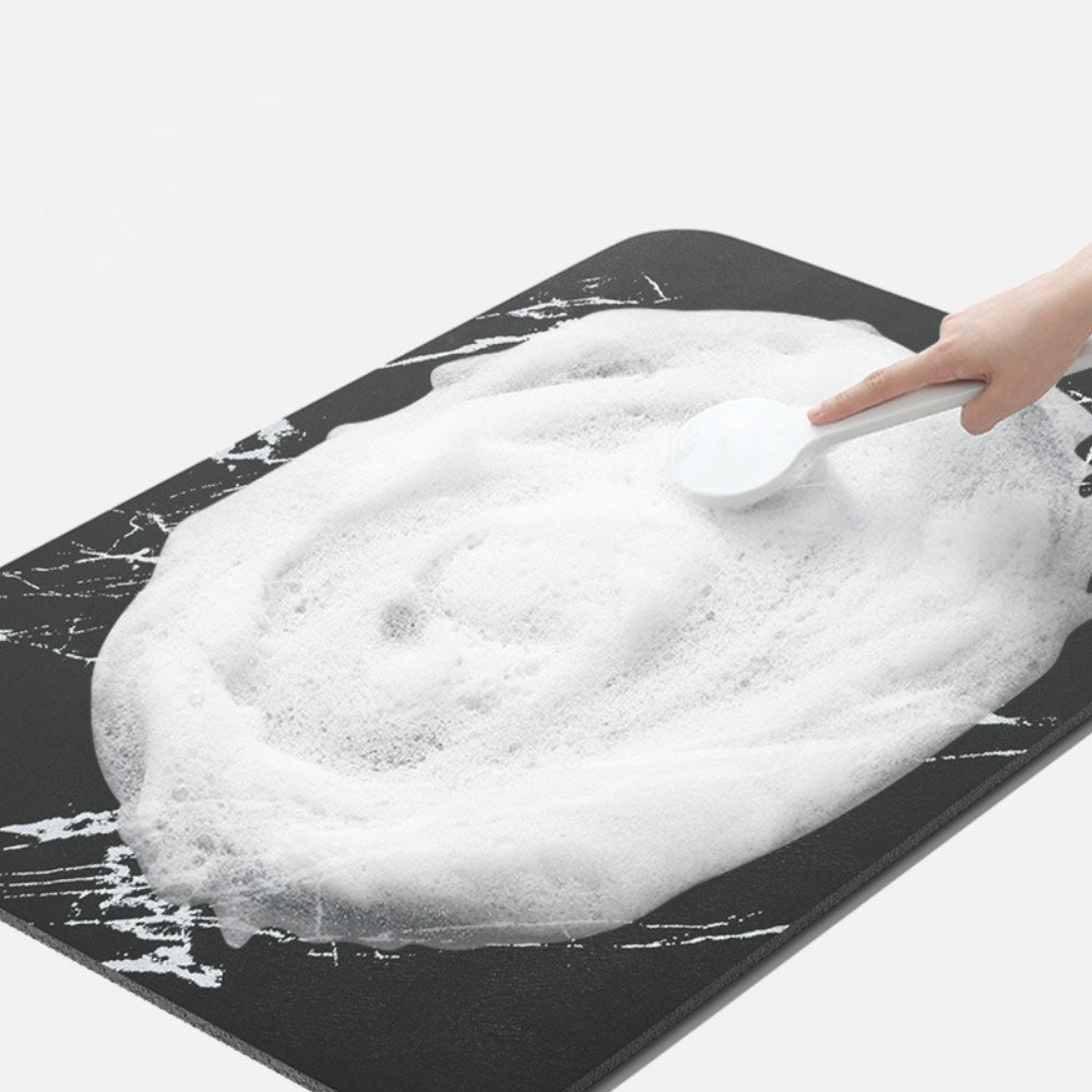 Diatomite Stone Bath Mat Quick Dry Non Slip Marble Effect Bathroom Floor Mat with Rubber Backing Absorbent Shower Mat for Bathroom | Kitchen