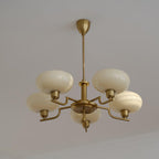 3-Light Opal Glass Globe Chandelier With Brass Frame