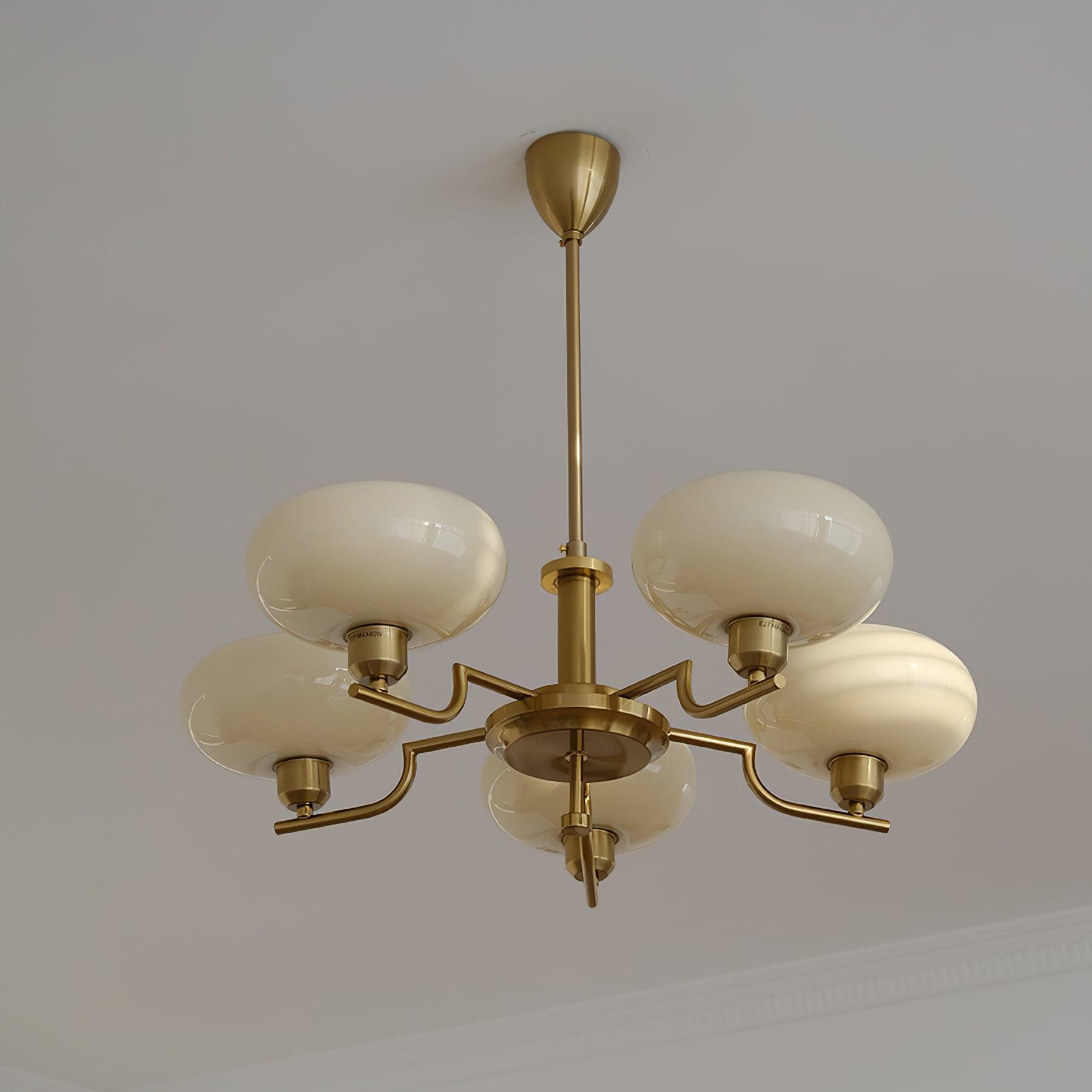 3-Light Opal Glass Globe Chandelier With Brass Frame