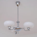 3-Light Opal Glass Globe Chandelier With Brass Frame