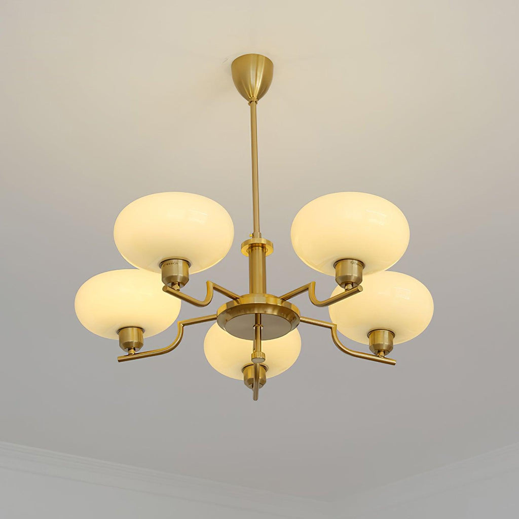3-Light Opal Glass Globe Chandelier With Brass Frame