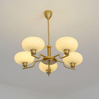 3-Light Opal Glass Globe Chandelier With Brass Frame