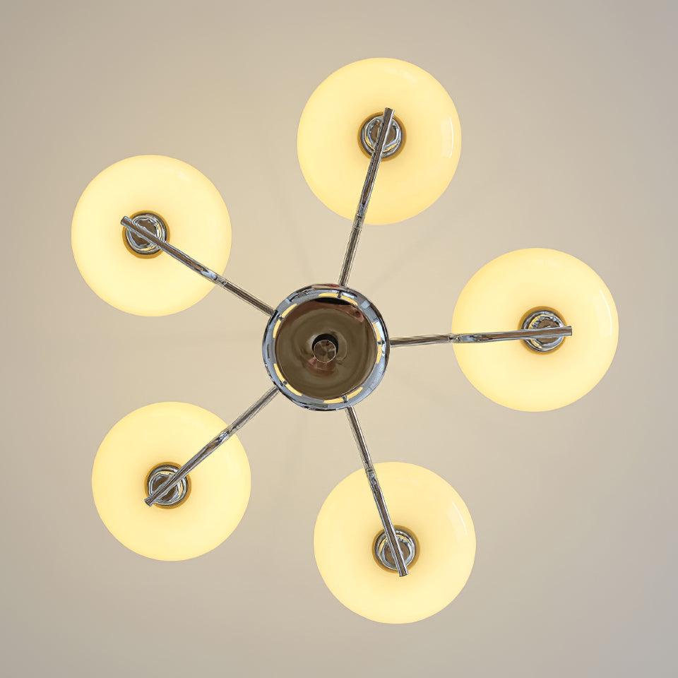 3-Light Opal Glass Globe Chandelier With Brass Frame