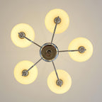 3-Light Opal Glass Globe Chandelier With Brass Frame