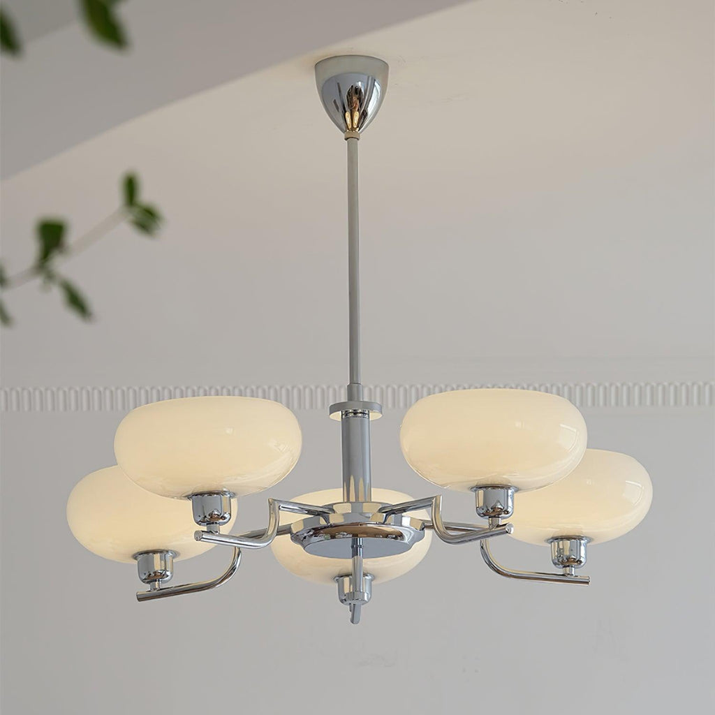 3-Light Opal Glass Globe Chandelier With Brass Frame