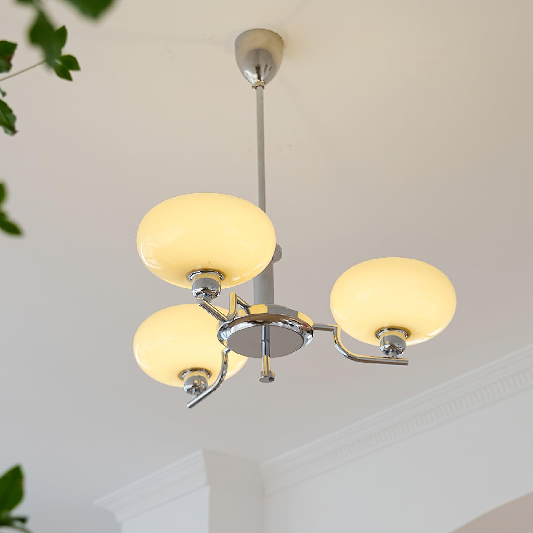 3-Light Opal Glass Globe Chandelier With Brass Frame