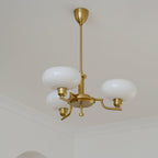 3-Light Opal Glass Globe Chandelier With Brass Frame
