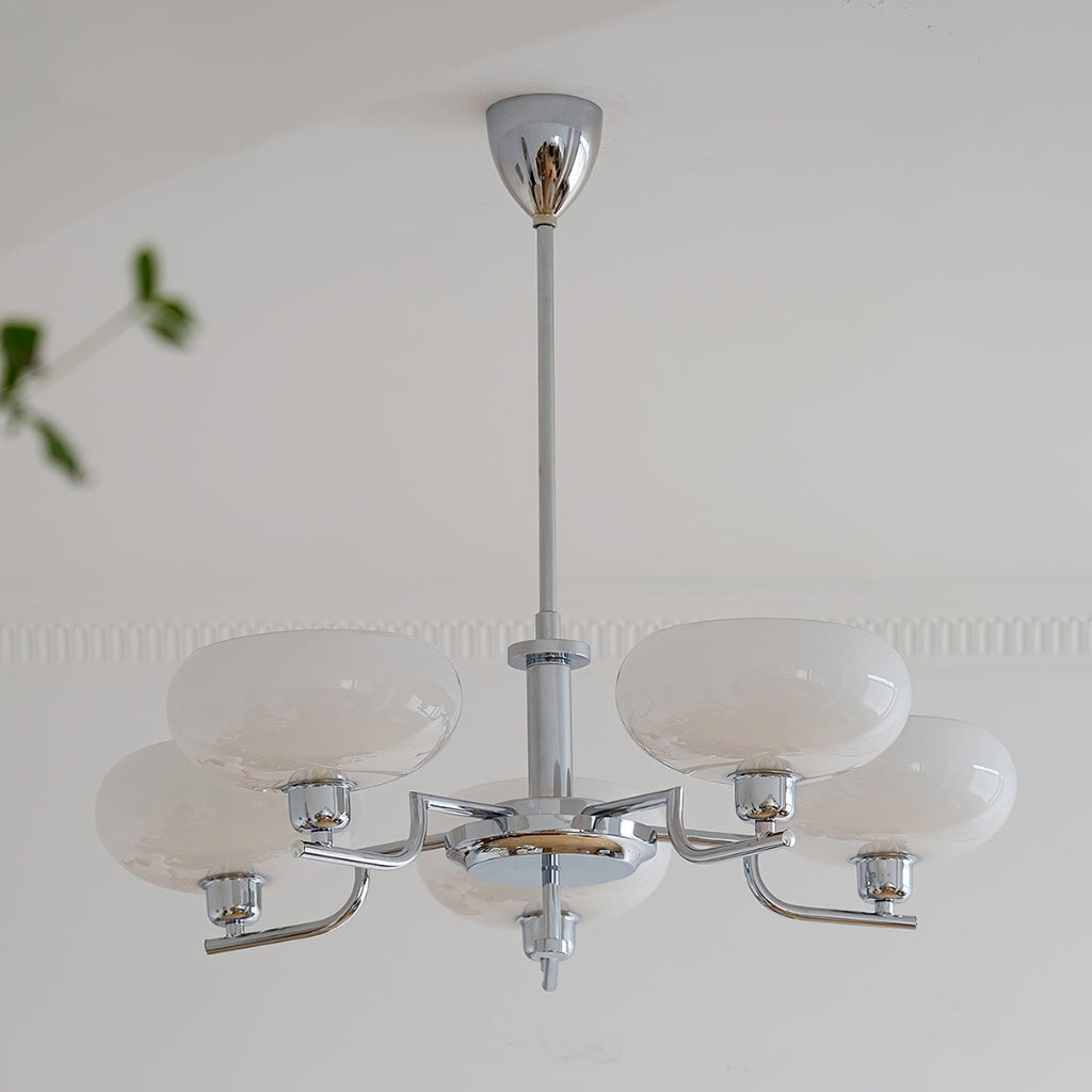 3-Light Opal Glass Globe Chandelier With Brass Frame