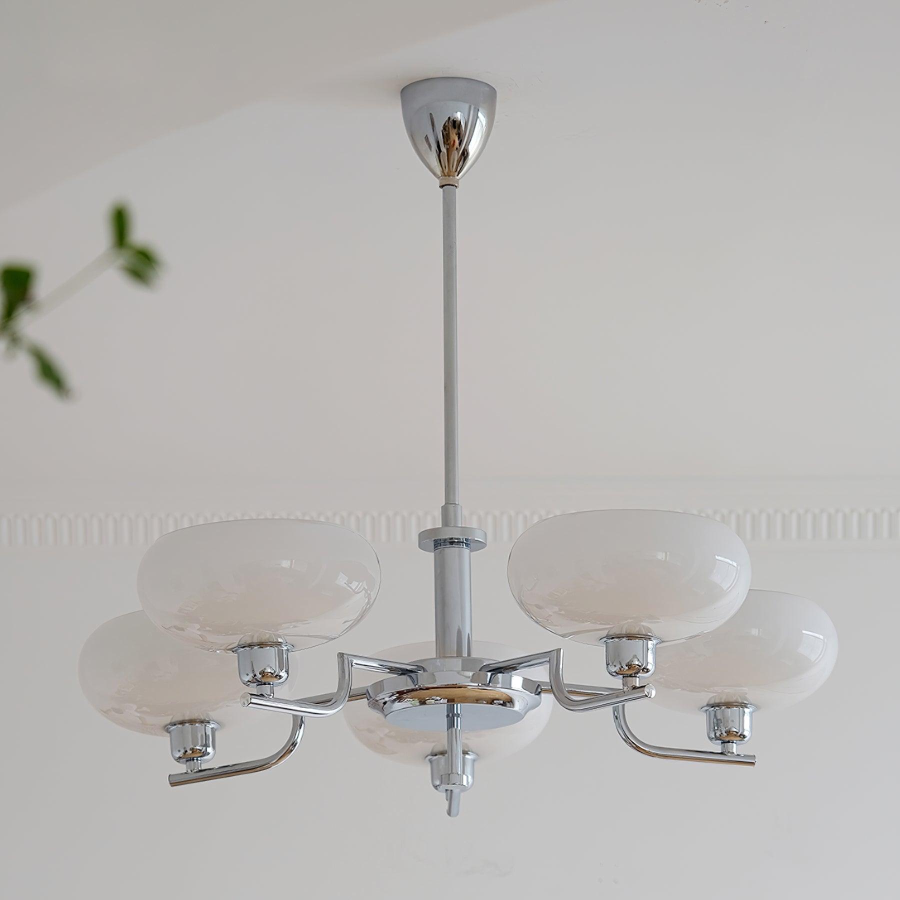 3-Light Opal Glass Globe Chandelier With Brass Frame
