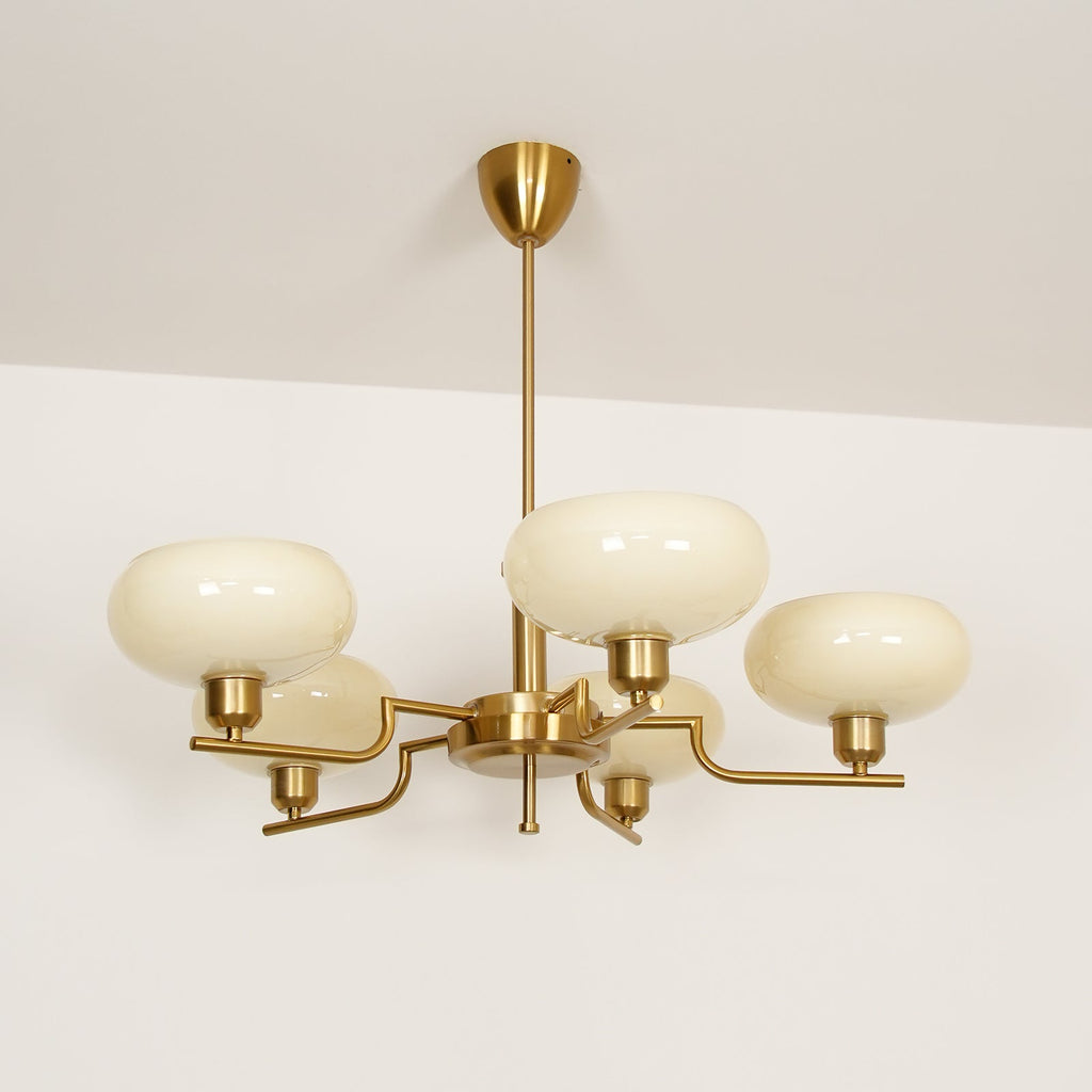 3-Light Opal Glass Globe Chandelier With Brass Frame