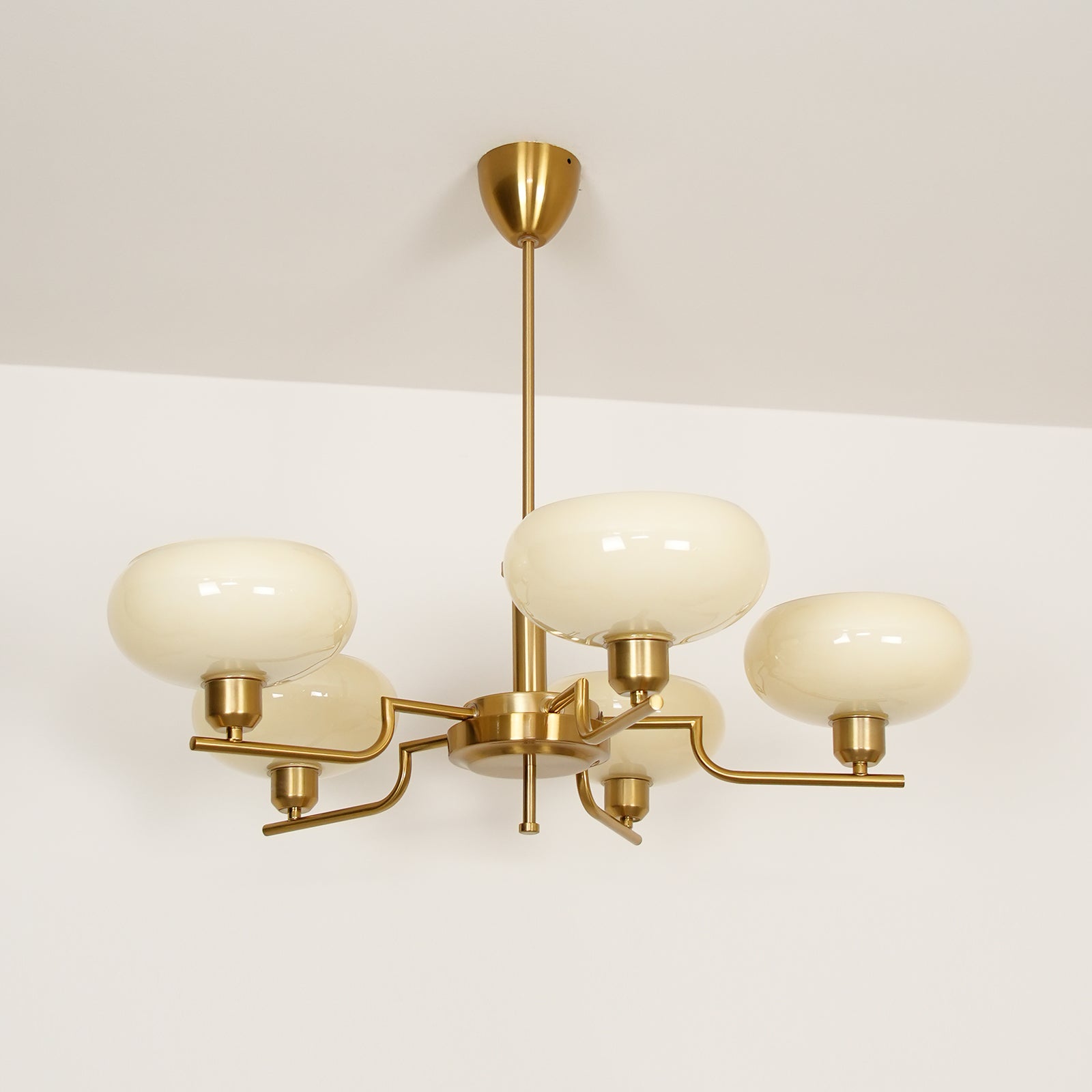 3-Light Opal Glass Globe Chandelier With Brass Frame